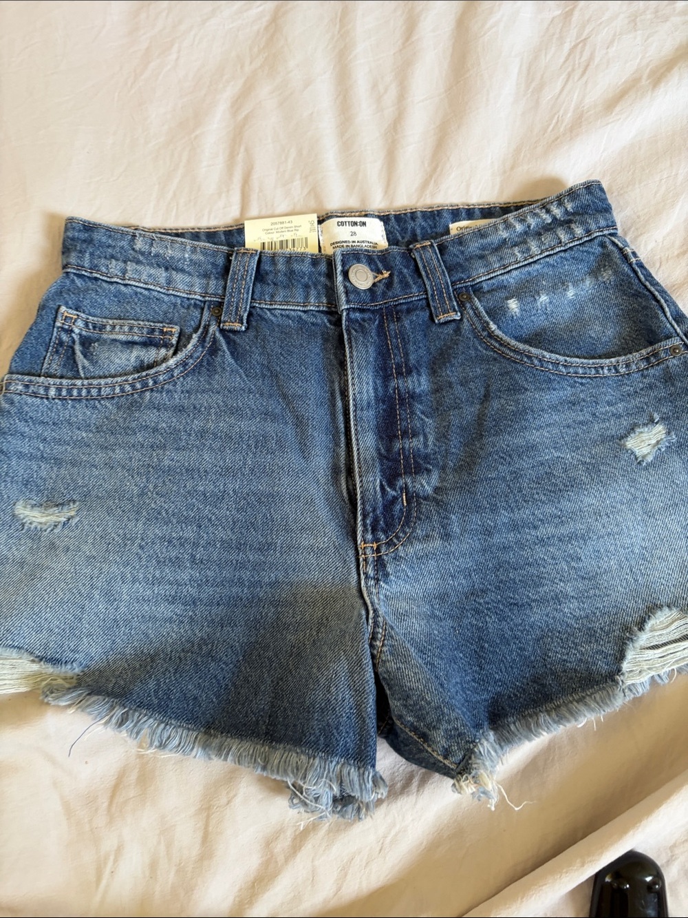 Cotton On Distressed Denim Shorts - Blue